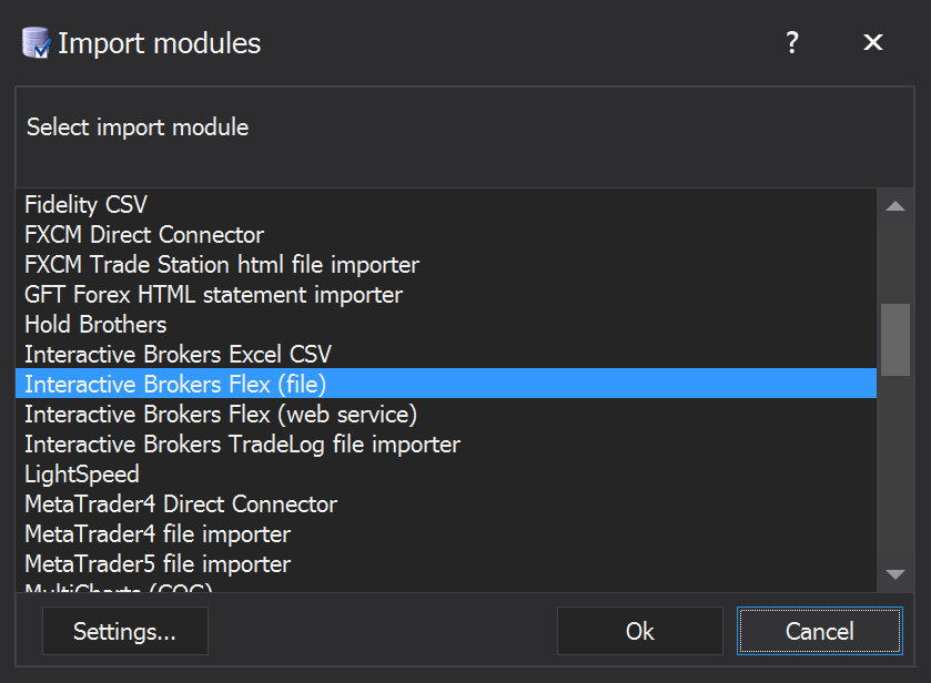 Import module selector