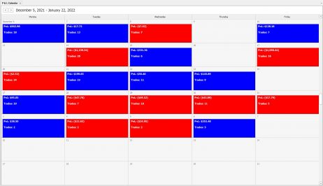PnL Calendar view in TradingDiary Pro